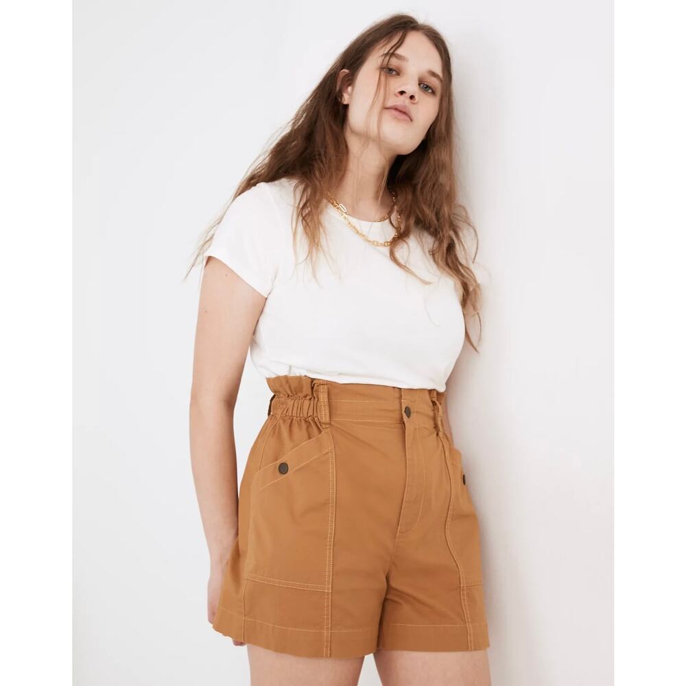 New Madewell Paperbag Utility Shorts in Toffee Women's Size XXL